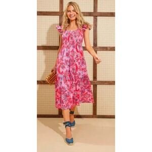 Tuckernuck | Bougainvillea Breeze Mallie Dress | Pink Floral Smocked | Sz XXS